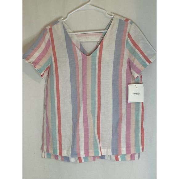 Ellen Tracy Womens Blouse Size Small‎  Striped - Picture 1 of 8